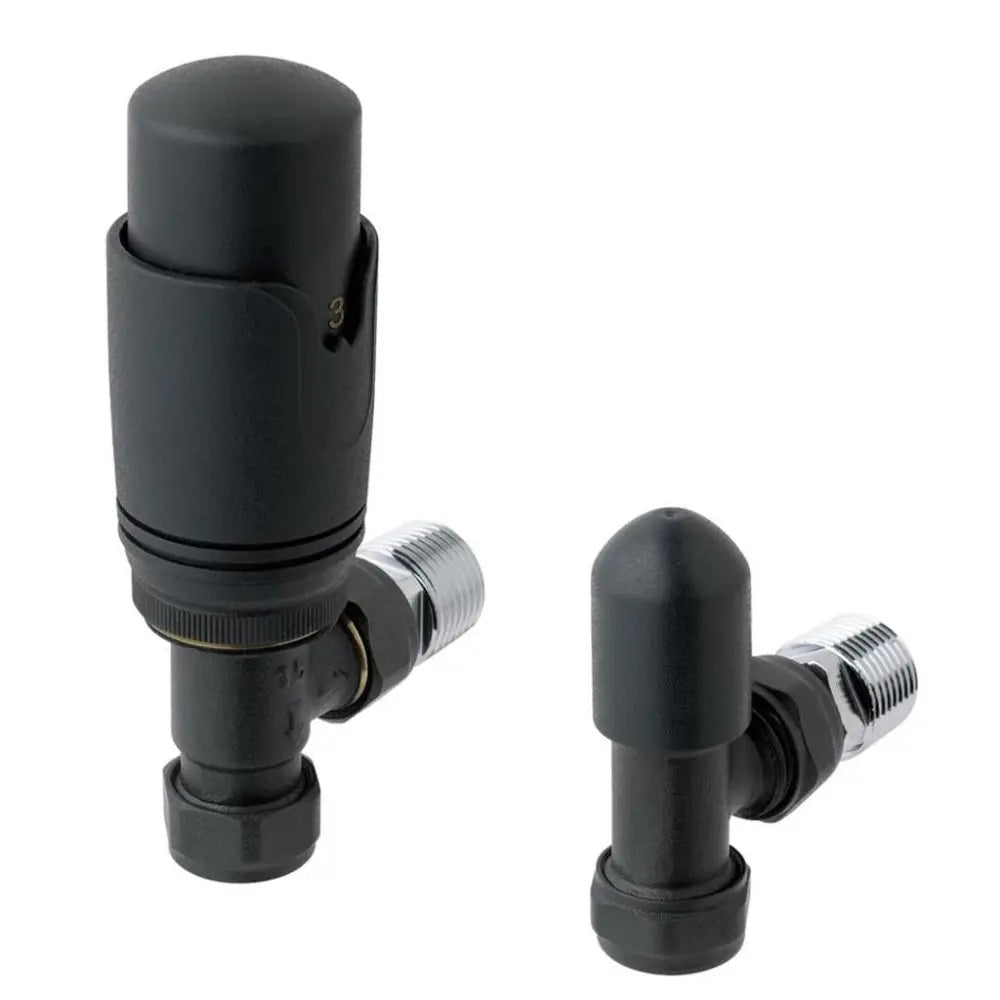 15Mm Angled Trv And Lockshield Valve Matt Anthracite Matt Anthracite Angled Radiator Valve and Lockshield