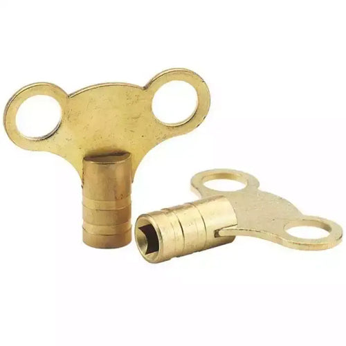 2 x solid brass radiator bleed keys, clock style