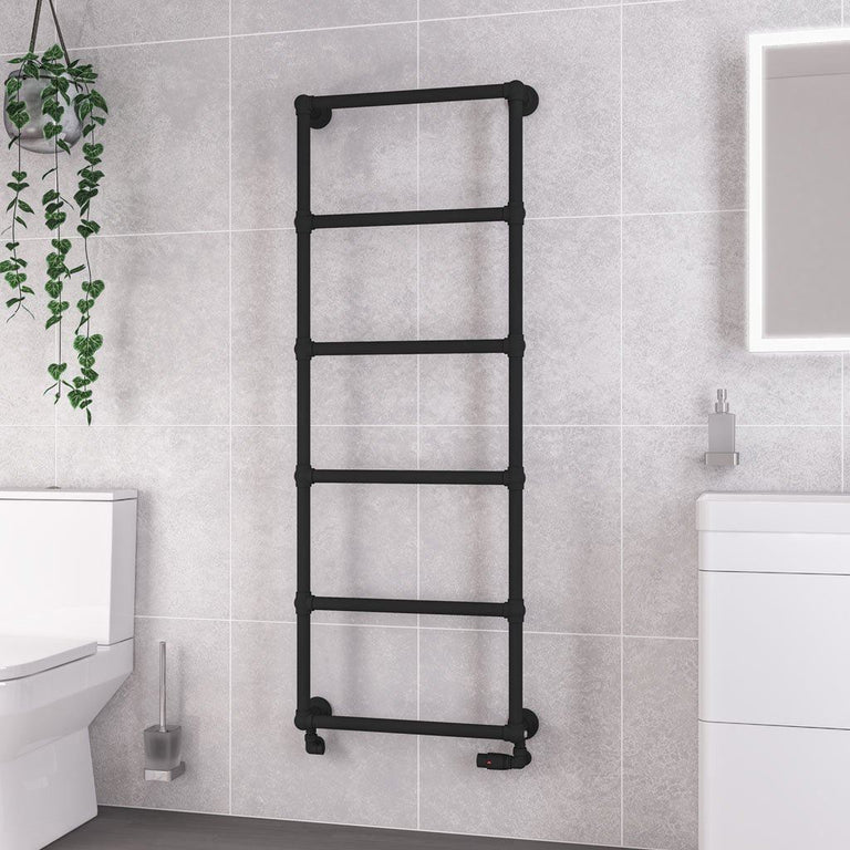 Eastbrook Stour Matt Black Vertical Wall Mounted Traditional Towel Rail