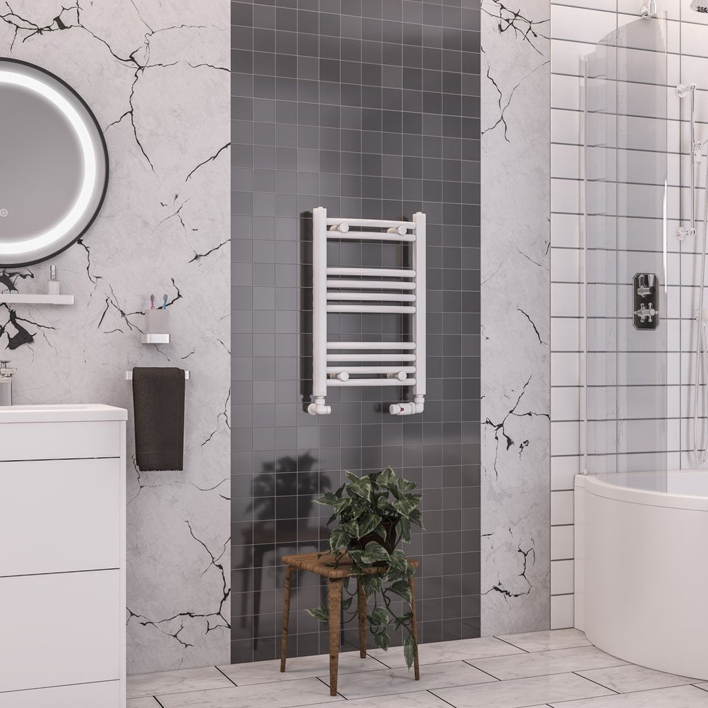Eastbrook Wendover Curved Multirail Steel White Heated Towel Rails