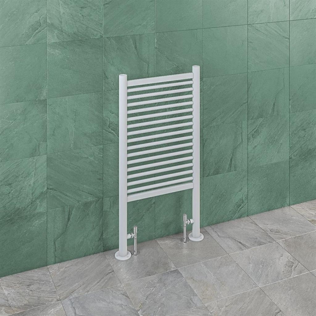Eastbrook Vieste Steel White Floor Standing Heated Towel Rail 1000Mm H X 545Mm W - Central Heating