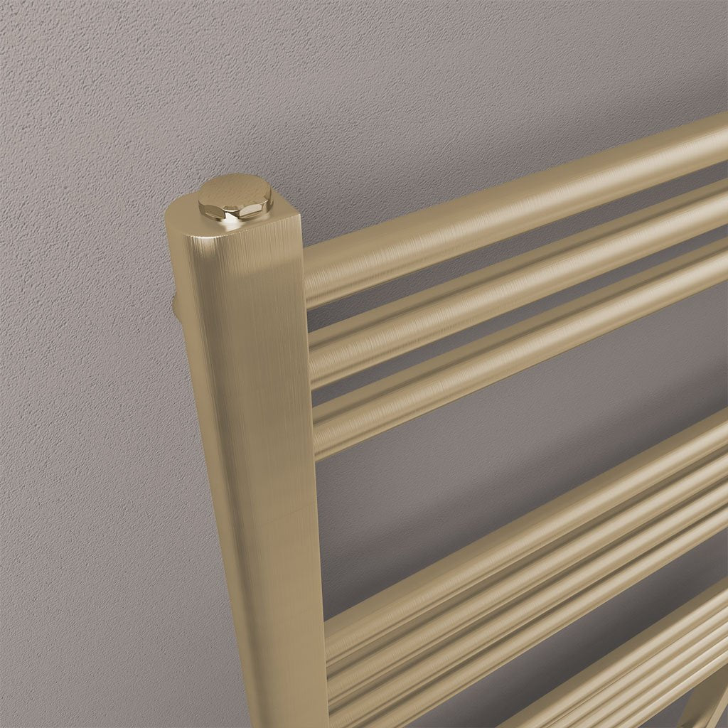 Eastbrook Wendover Straight Multirail Brushed Brass Heated Towel Rails