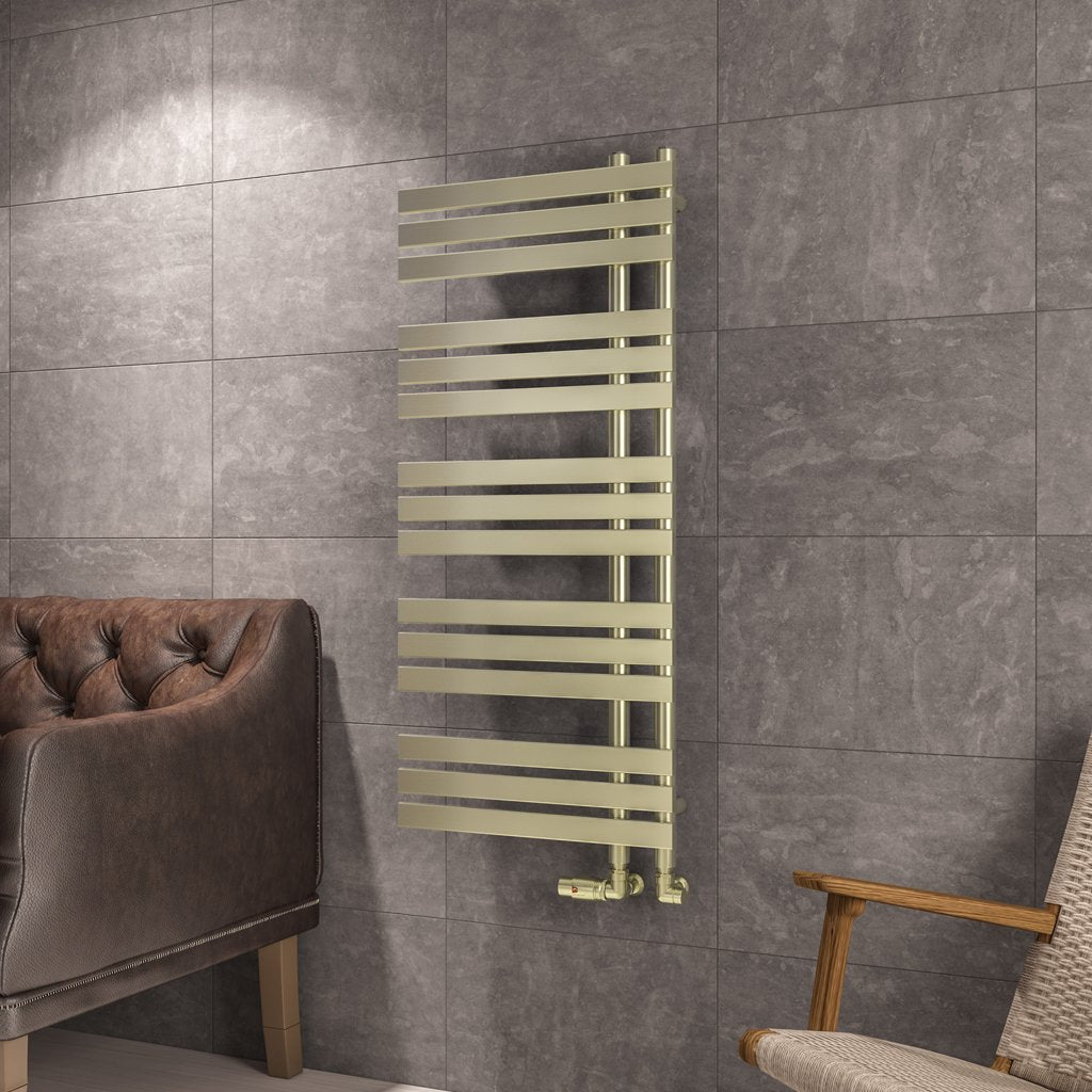 Eastbrook Leonardo Brushed Brass Reversible Design Heated Towel Rails
