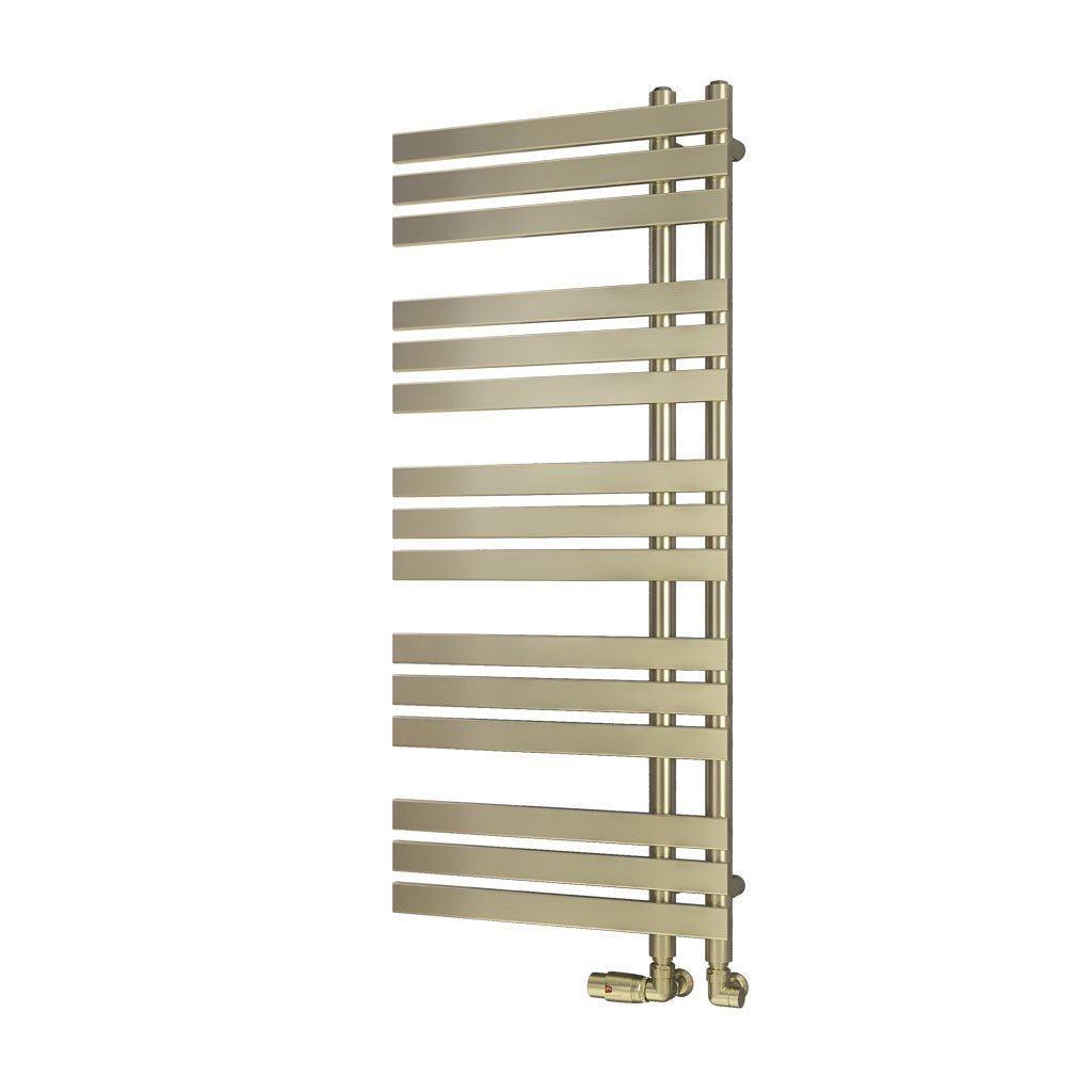 Eastbrook Leonardo Brushed Brass Reversible Design Heated Towel Rails