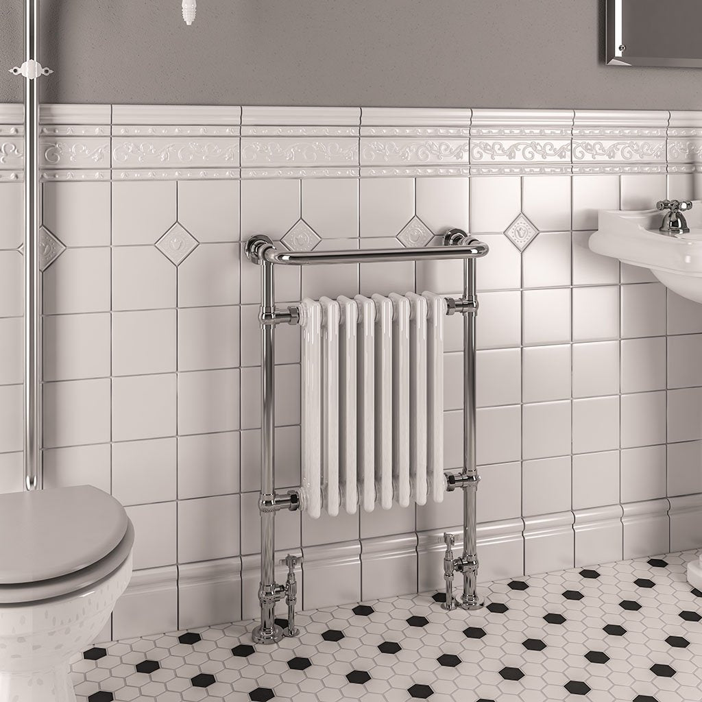 Eastbrook Isbourne Chrome Traditional Heated Towel Rail 940Mm H X 600Mm W - Central Heating