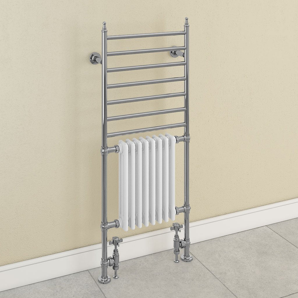 Eastbrook Thames Chrome Traditional Heated Towel Rail 1444Mm H X 630Mm W - Central Heating