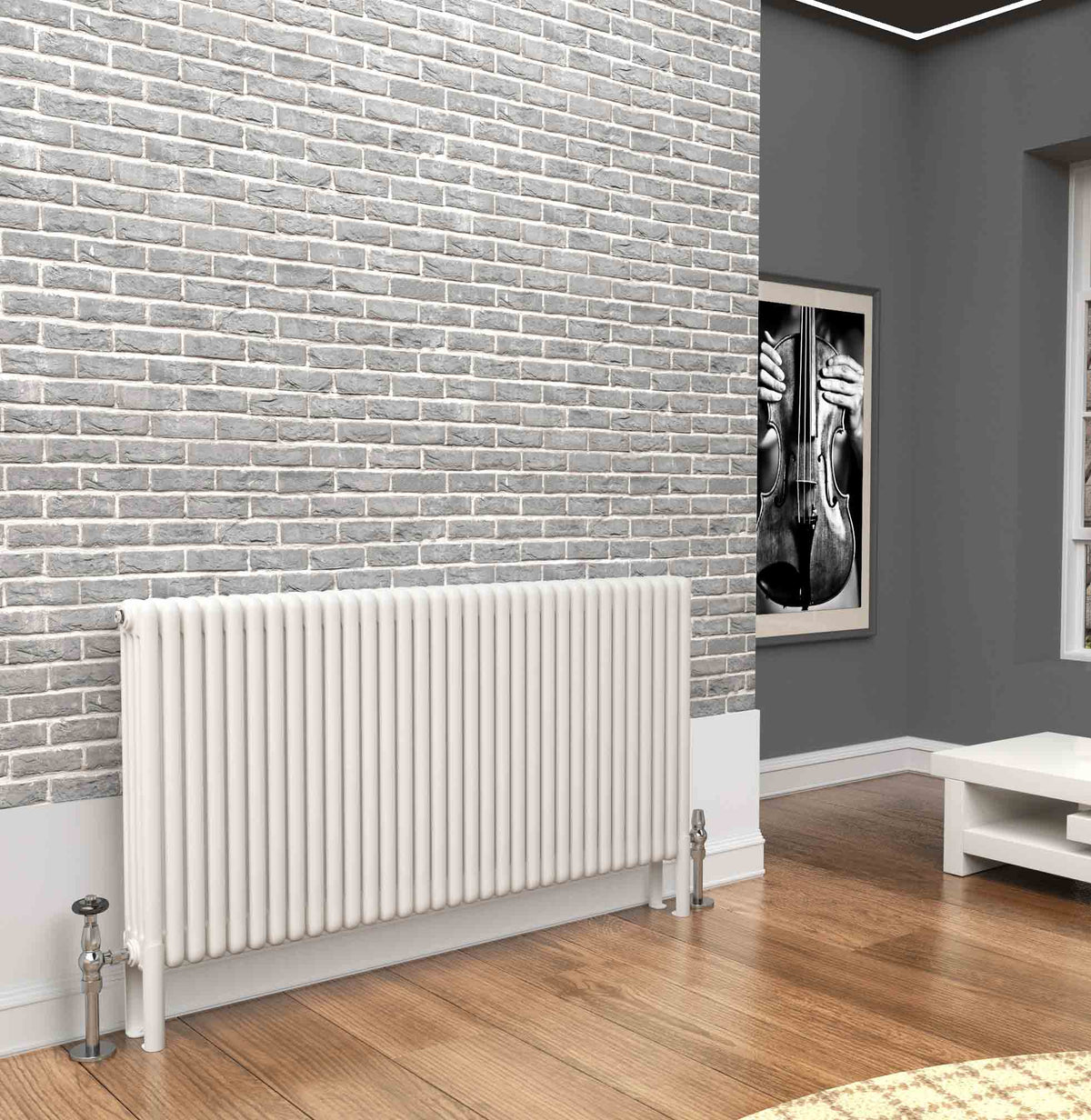 Traderad Premium White 4 Column Horizontal Radiators