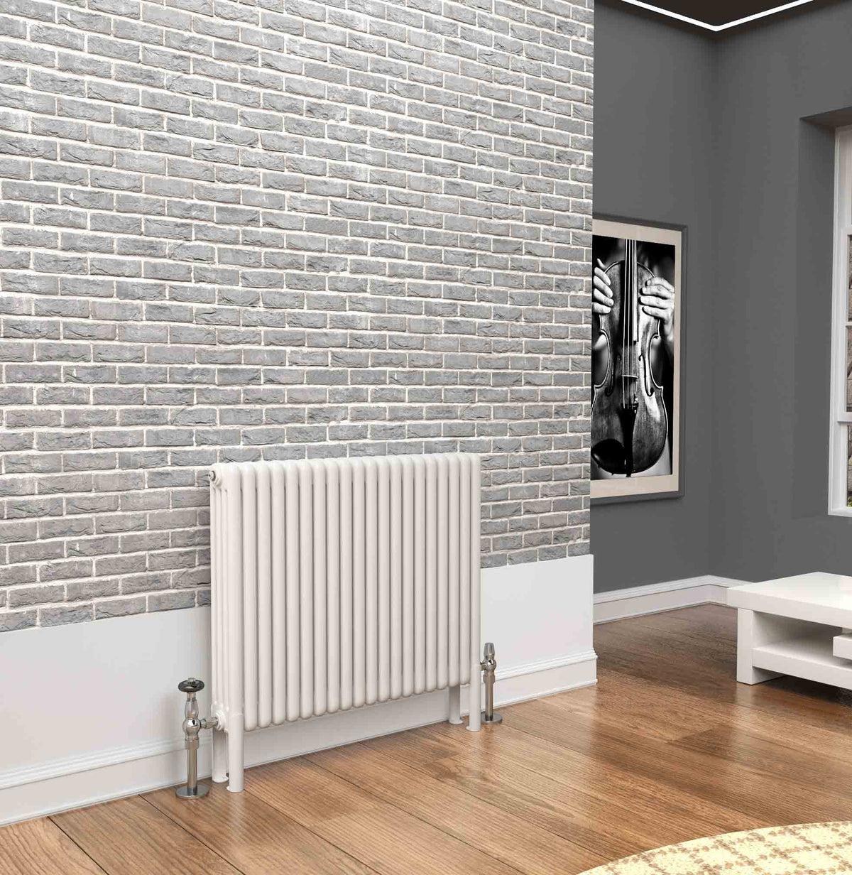 Traderad Premium White 4 Column Horizontal Radiators