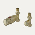 Eastbrook 15mm Straight TRV and Lockshield Valve, Brushed Brass