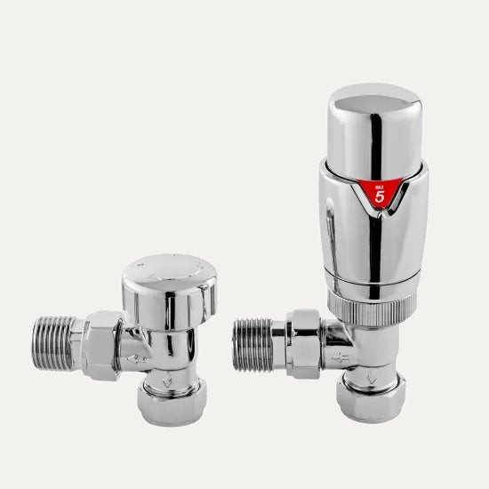 TradeRad Chrome Angled Thermostatic Radiator Valve Pack (view 2)