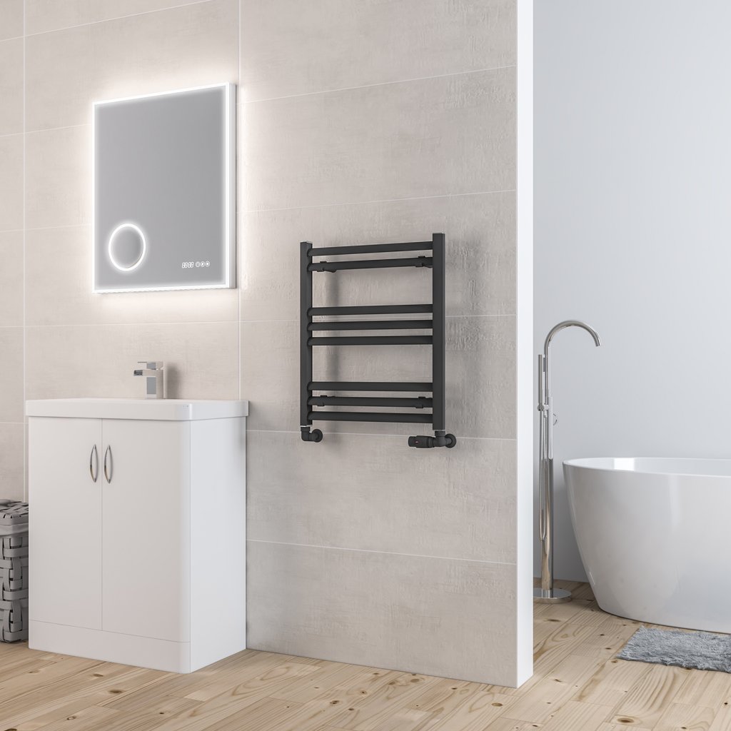 Eastbrook Velor Matt Anthracite Straight Aluminium Heated Towel Rails