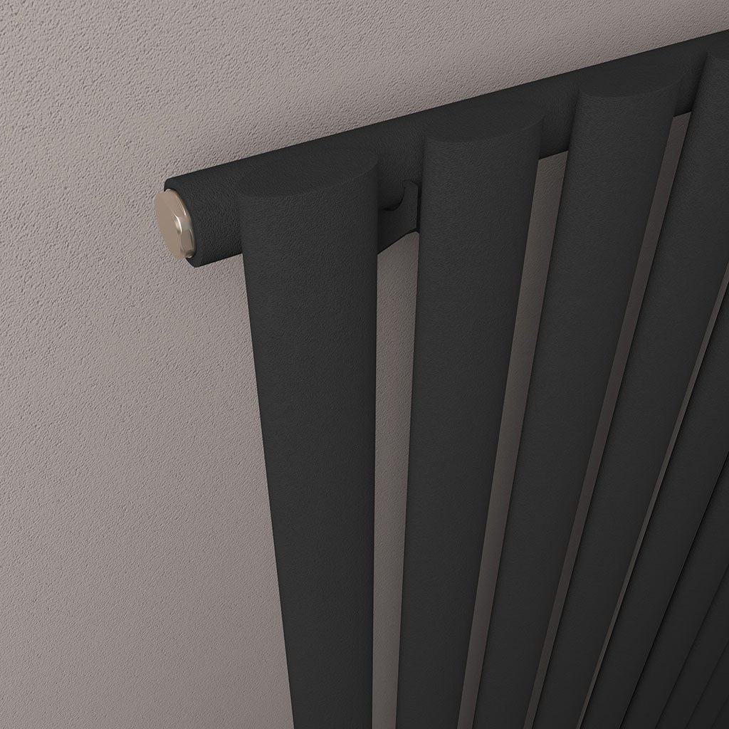 Eastbrook Tunstall Matt Black Steel Horizontal Designer Radiator 600mm H x 1179mm W - Central Heating