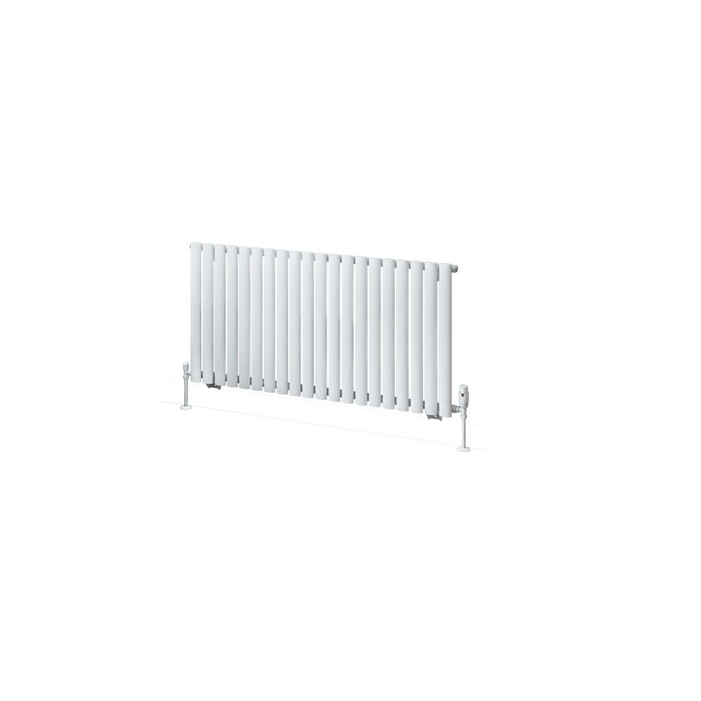 Eastbrook Tunstall Matt White Mild Steel Horizontal Designer Radiator Central Heating