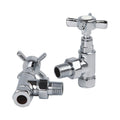 Kartell Traditional Cross Head Angled Steel Radiator & Towel Rail Valve Chrome