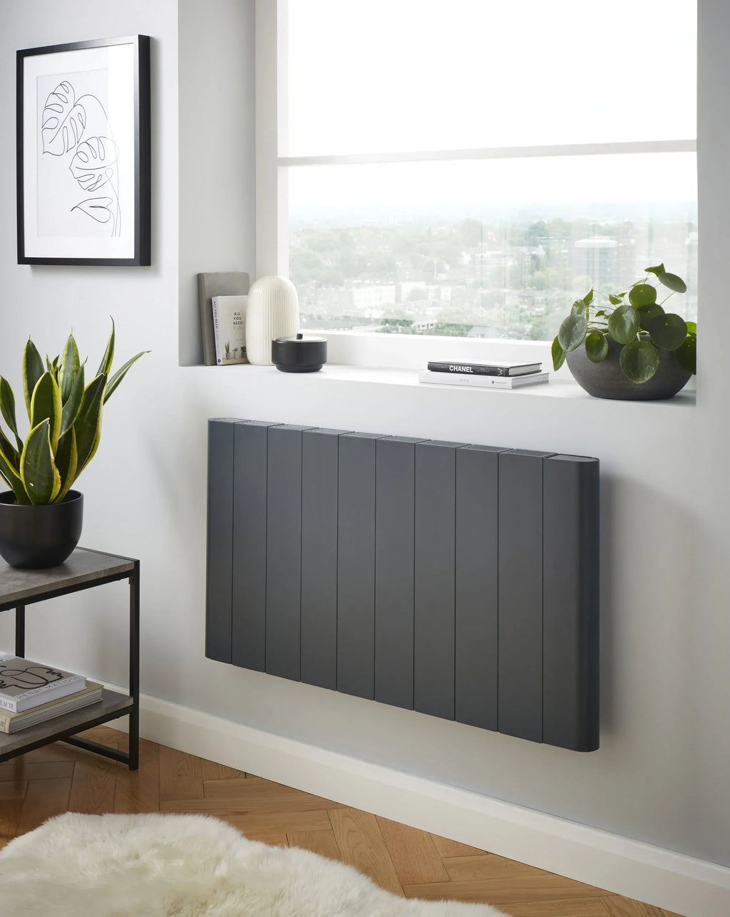 Kartell Capri Electric Aluminium Panel Heater 1000W Horizontal 500 x 544mm - Anthracite (view 2)