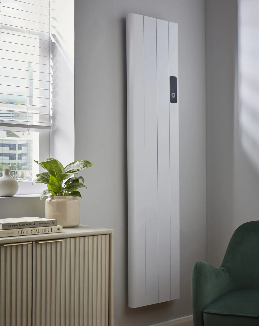 Kartell Capri Electric Aluminium Panel Heater 2000W Vertical 1600 x 544mm, White