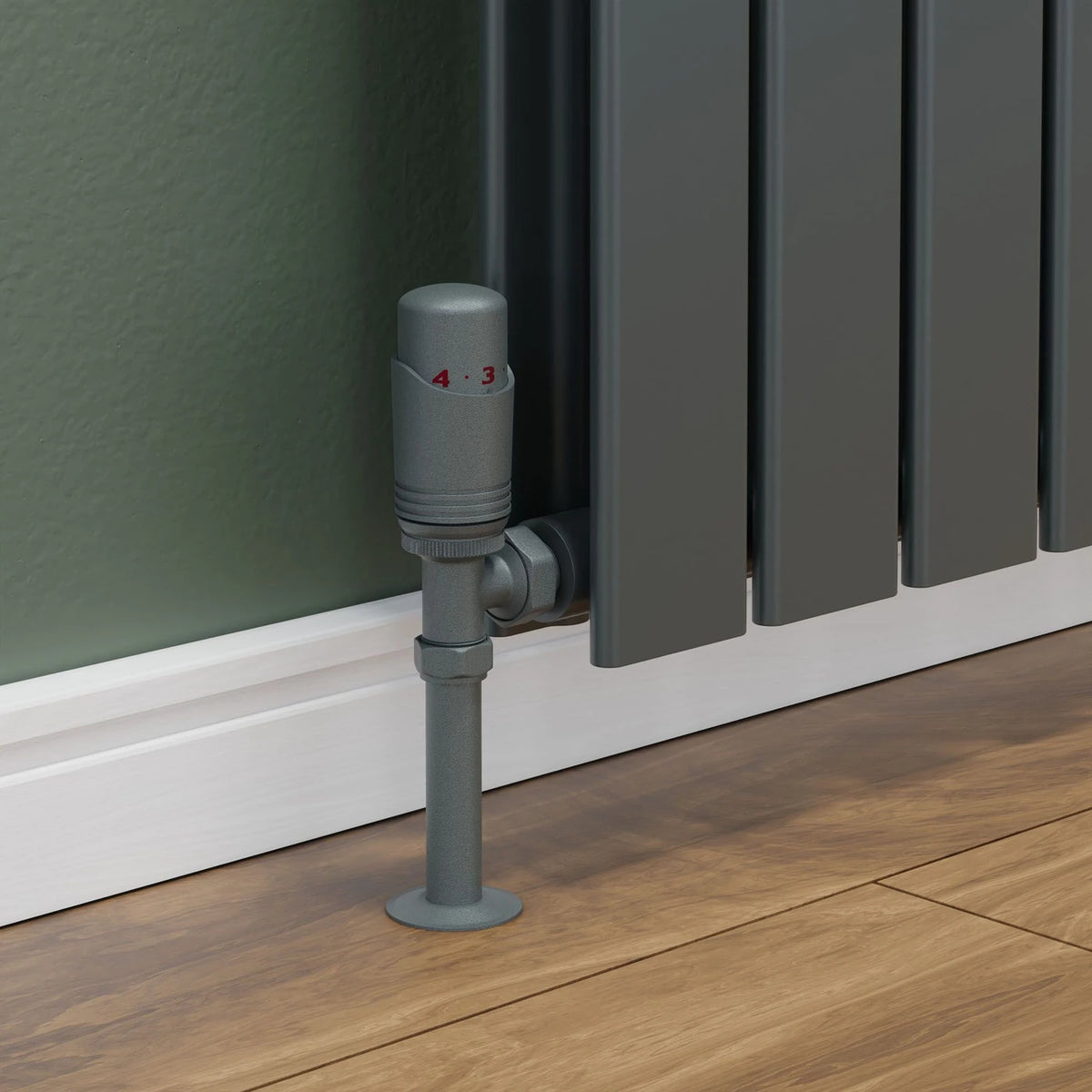 TradeRad Delta Angled TRV Gunboat Grey Thermostatic Radiator Valve