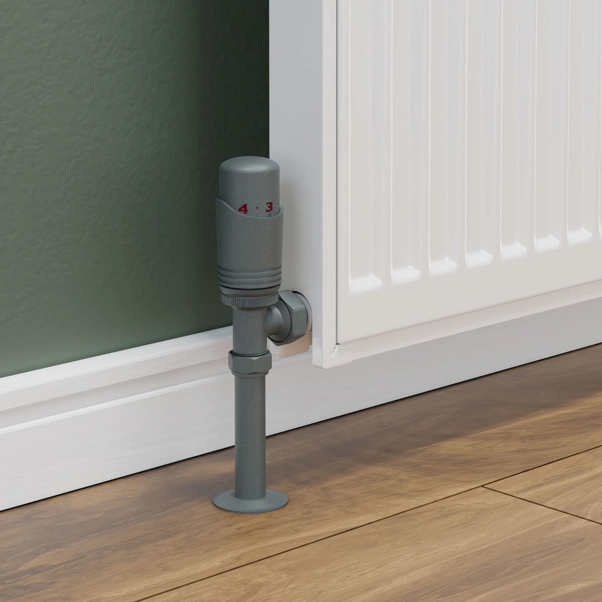 TradeRad Delta Angled TRV Gunboat Grey Thermostatic Radiator Valve