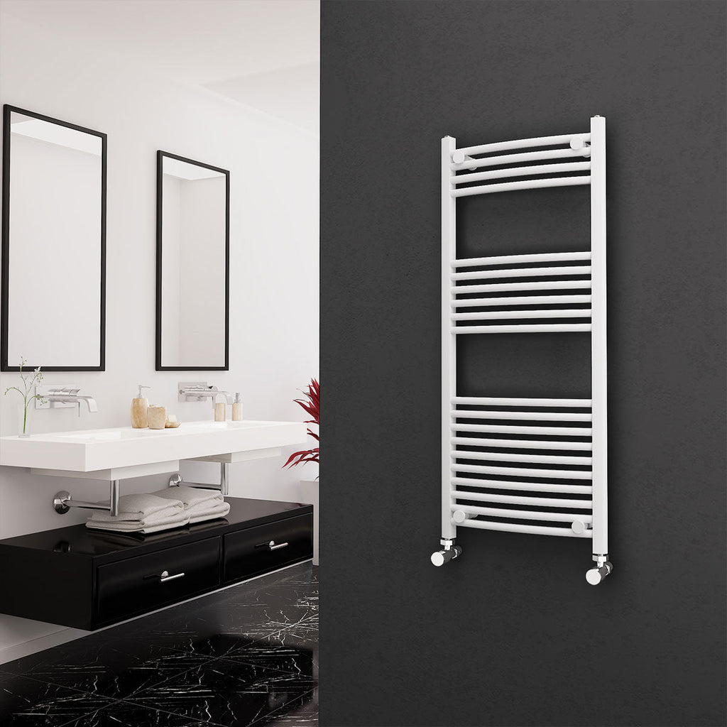 Eastgate 22Mm Steel White Curved Heated Towel Rails