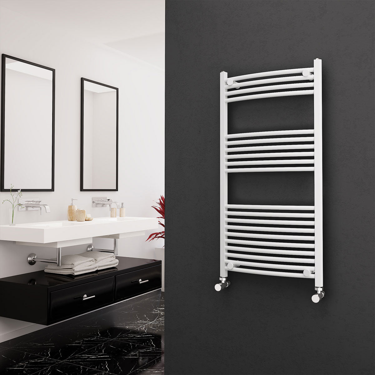 Eastgate 22Mm Steel White Curved Heated Towel Rails