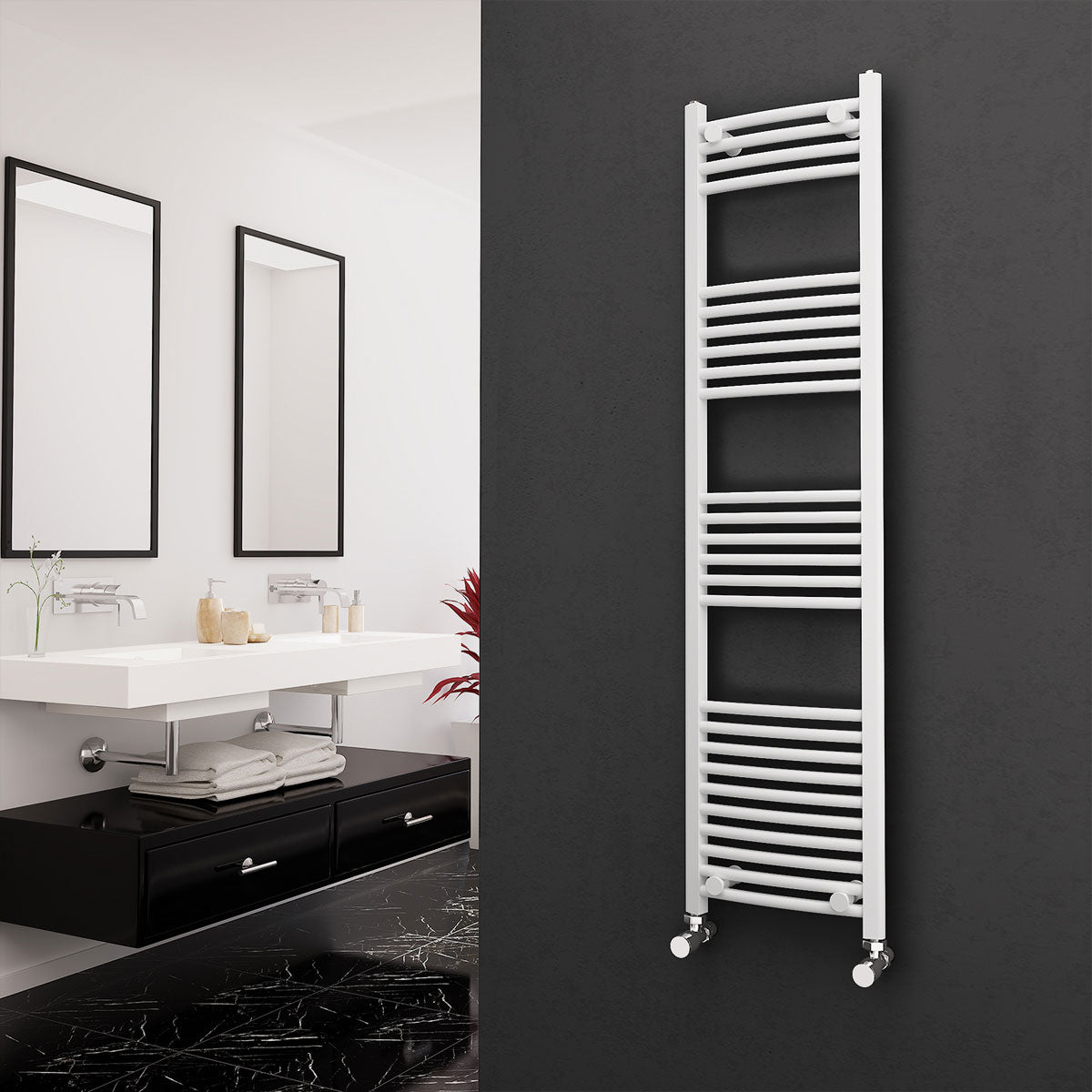 Eastgate 22Mm Steel White Curved Heated Towel Rails