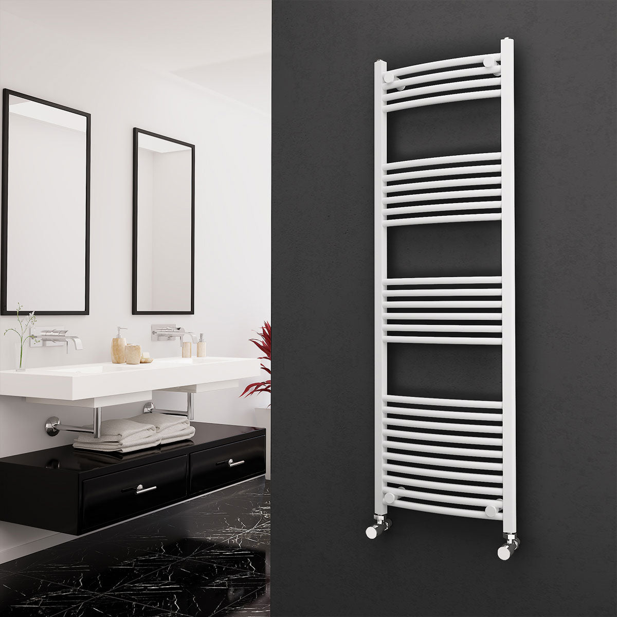 Eastgate 22Mm Steel White Curved Heated Towel Rails