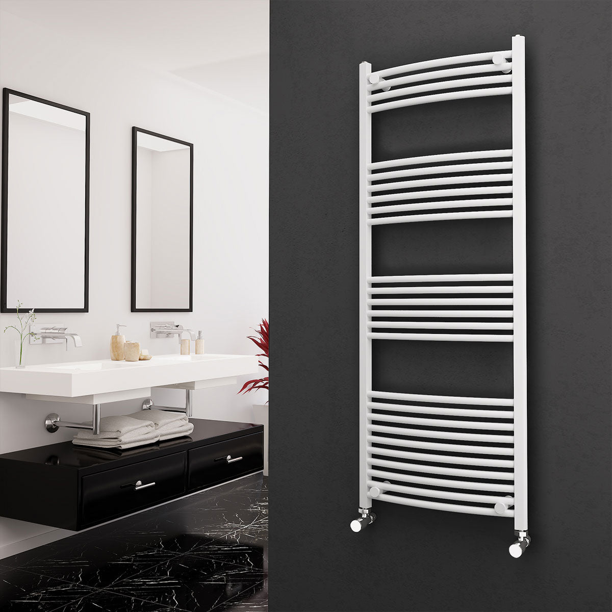 Eastgate 22Mm Steel White Curved Heated Towel Rails