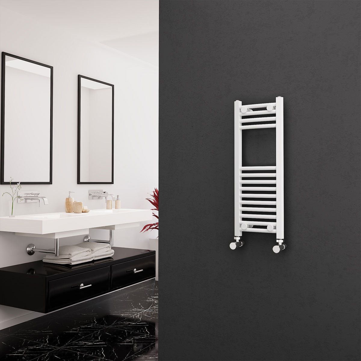 Eastgate 22Mm Steel White Curved Heated Towel Rails