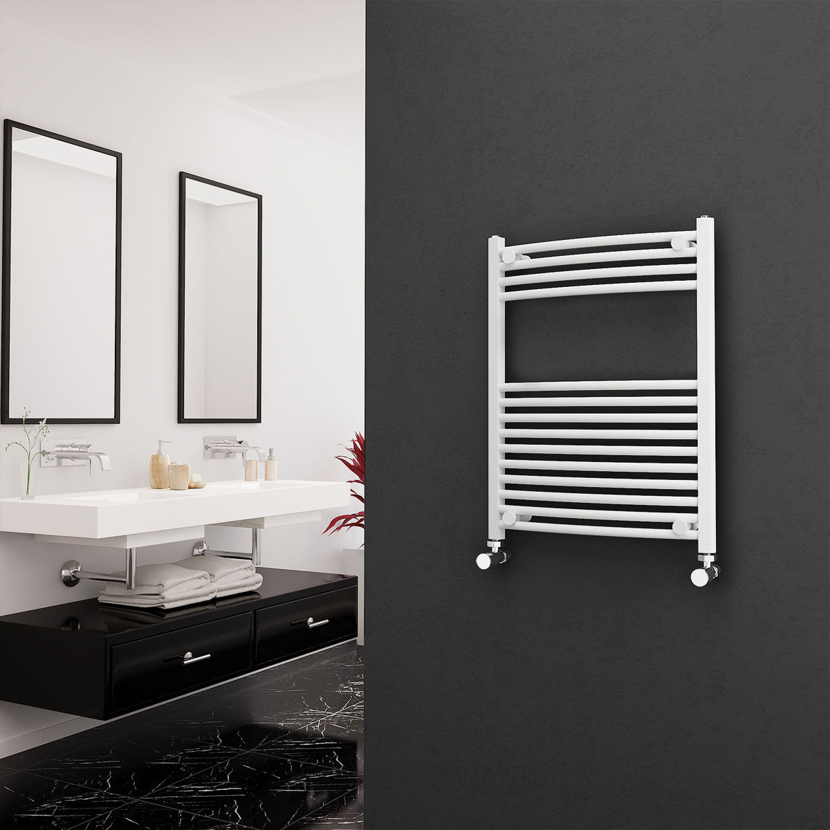 Eastgate 22Mm Steel White Curved Heated Towel Rails
