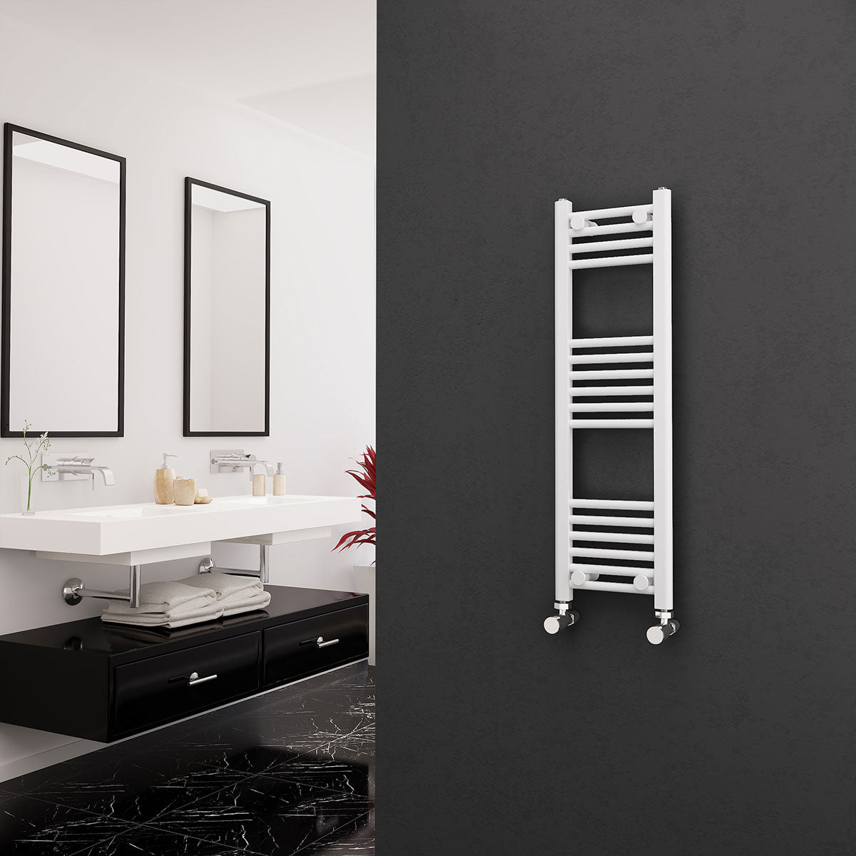Eastgate 22Mm Steel White Straight Heated Towel Rails