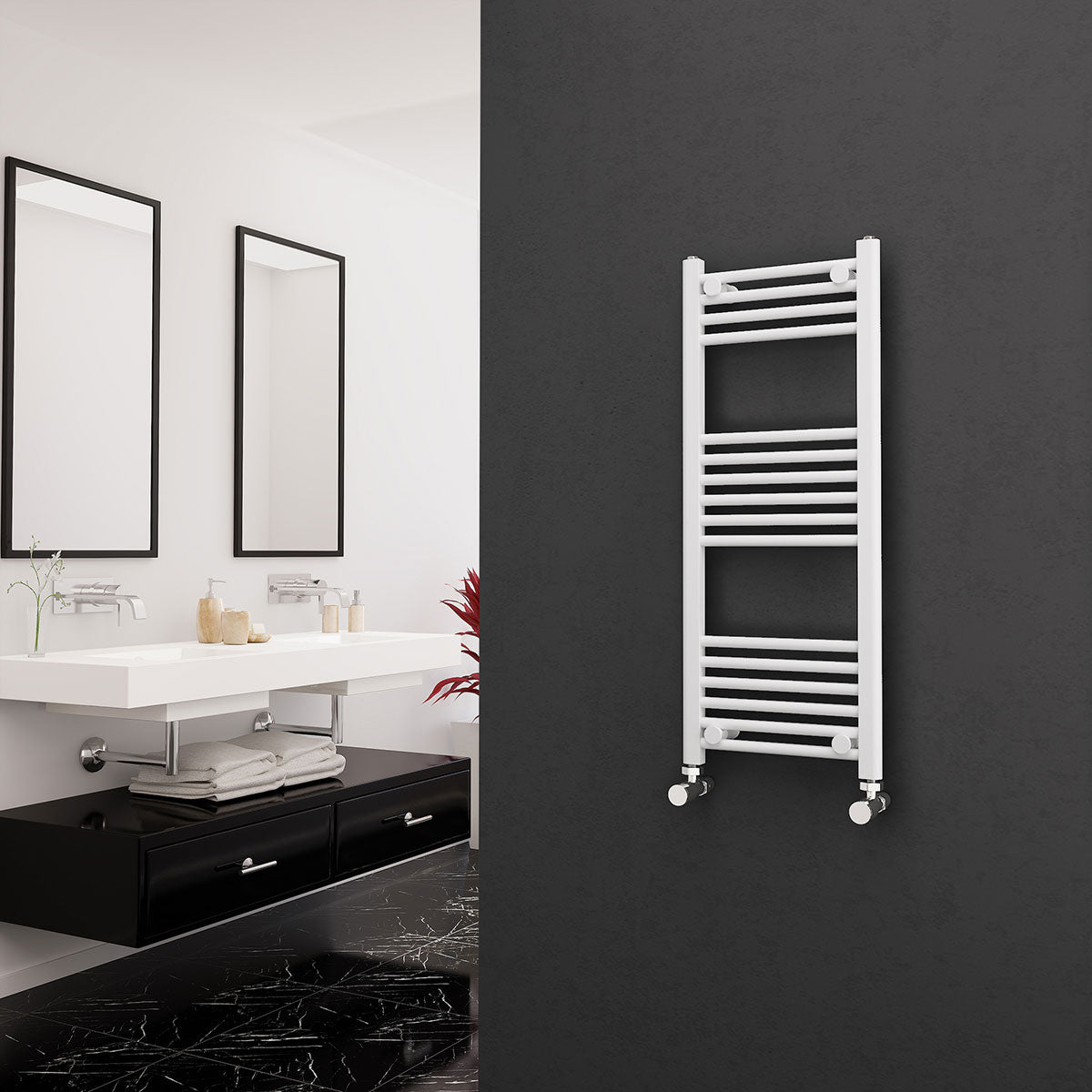 Eastgate 22Mm Steel White Straight Heated Towel Rails