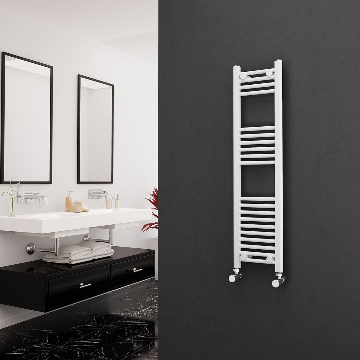 Eastgate 22Mm Steel White Straight Heated Towel Rails