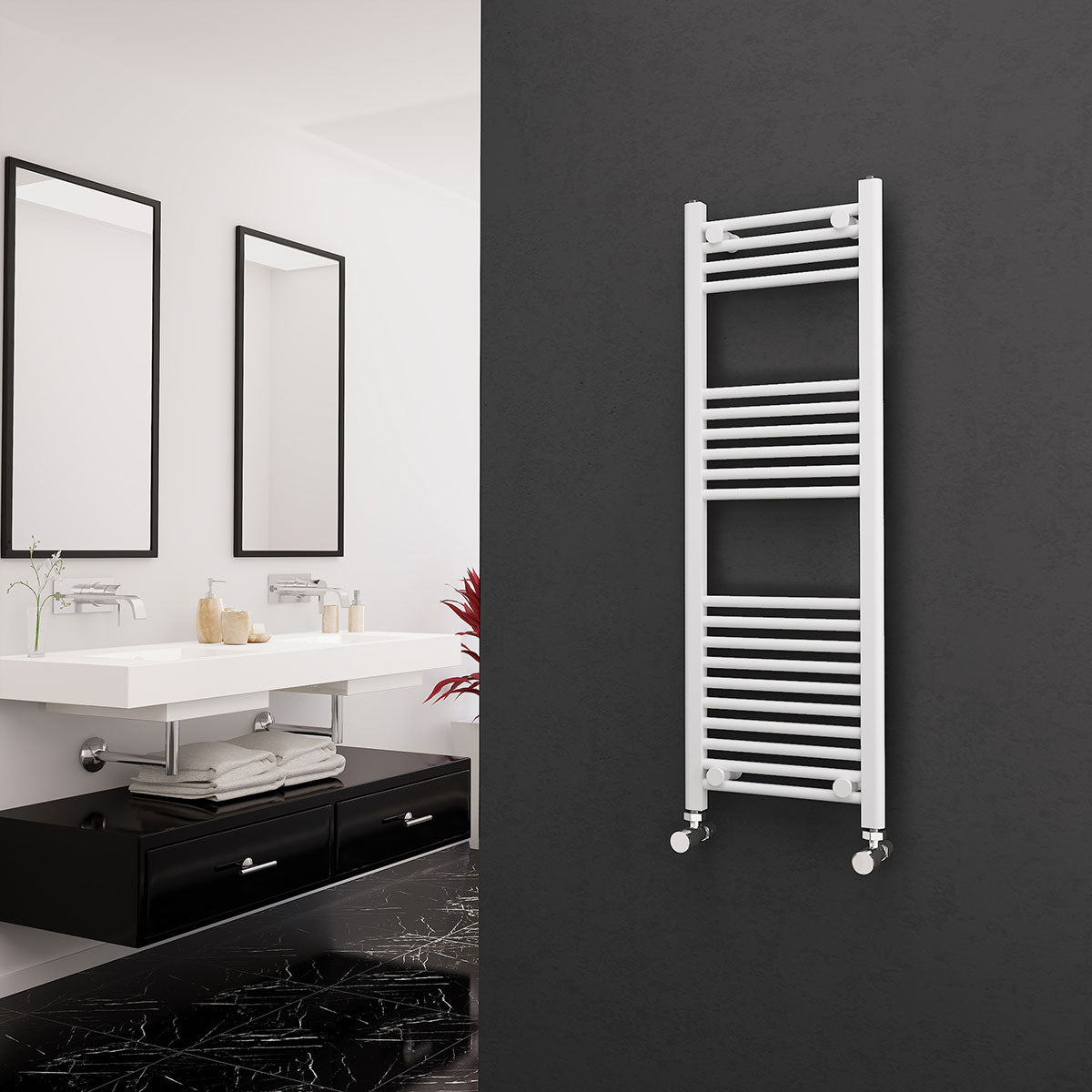 Eastgate 22Mm Steel White Straight Heated Towel Rails