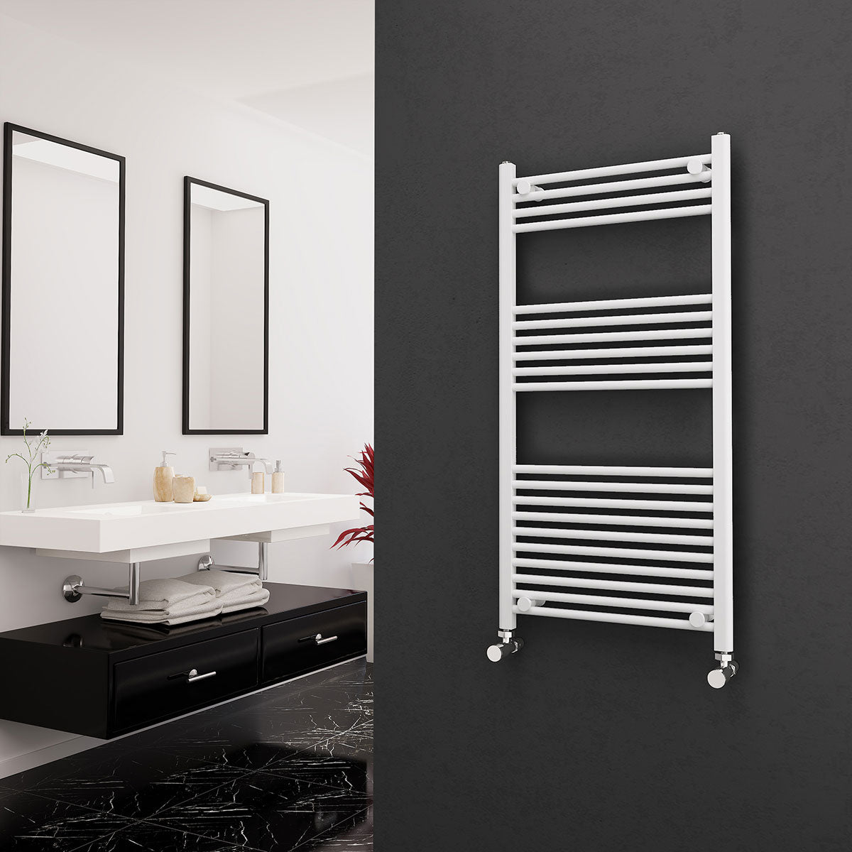Eastgate 22Mm Steel White Straight Heated Towel Rails
