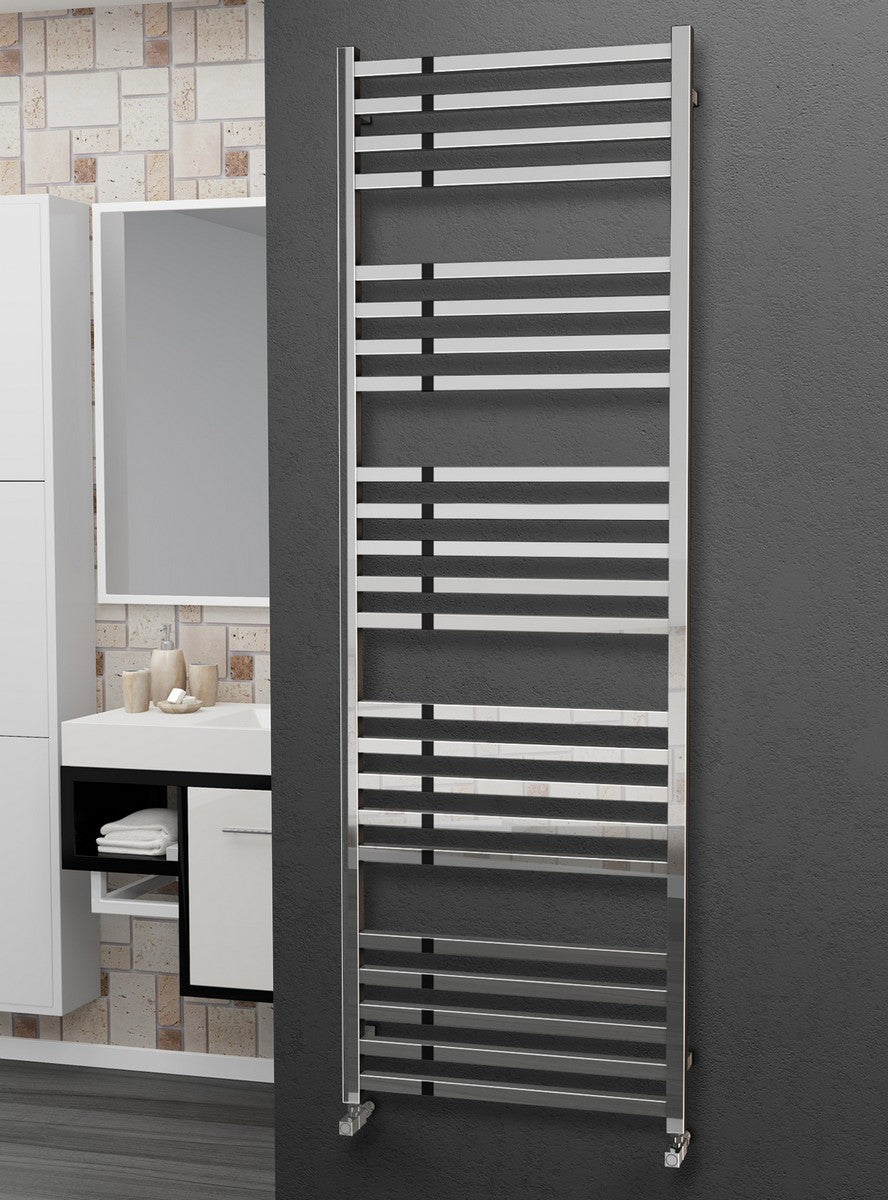 Eastgate Square Tube Polished Stainless Steel Heated Towel Rails