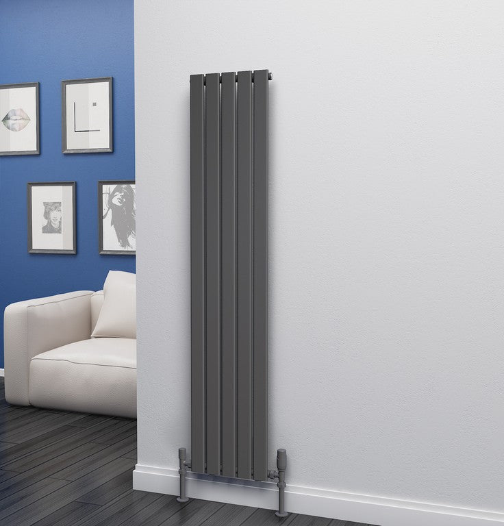Eastgate Eben Steel Anthracite Single/Double Panel Flat Tube Vertical Designer Radiators - Central Heating