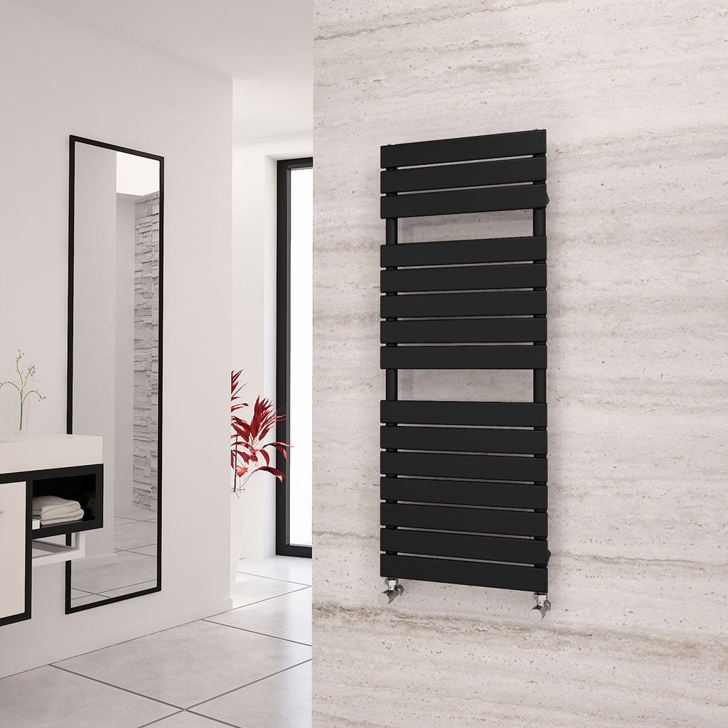 Eastgate Liso Steel Black Flat Tube Designer Heated Towel Rails