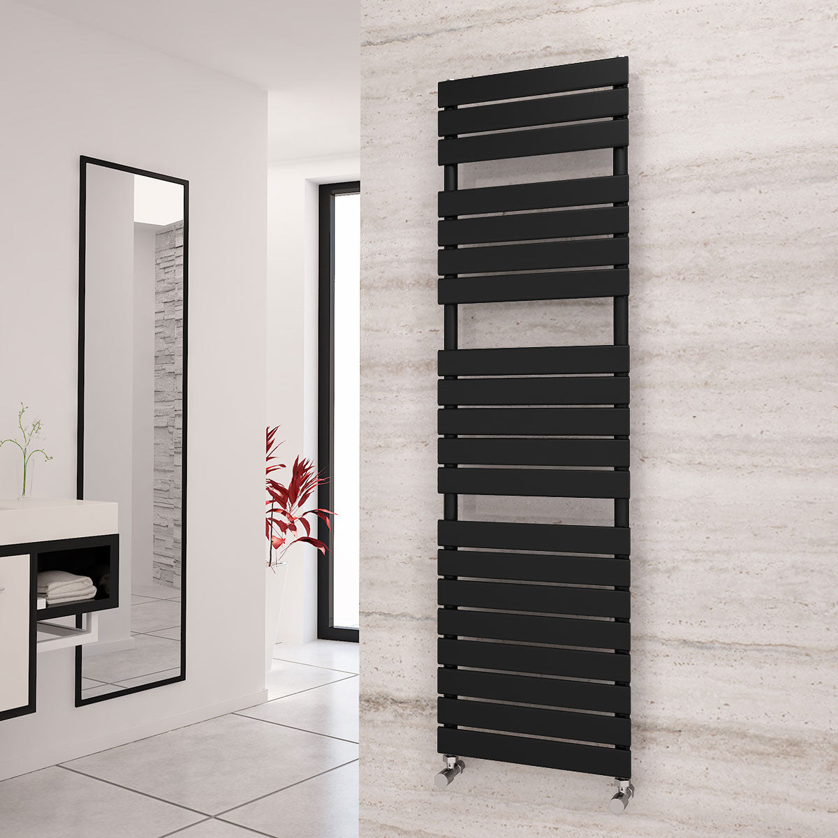 Eastgate Liso Steel Black Flat Tube Designer Heated Towel Rails