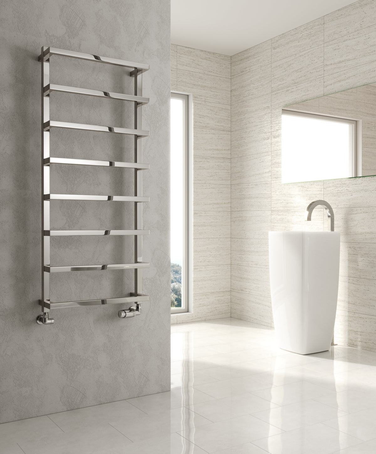 Reina Glora Steel Chrome Designer Heated Towel Rail Radiator