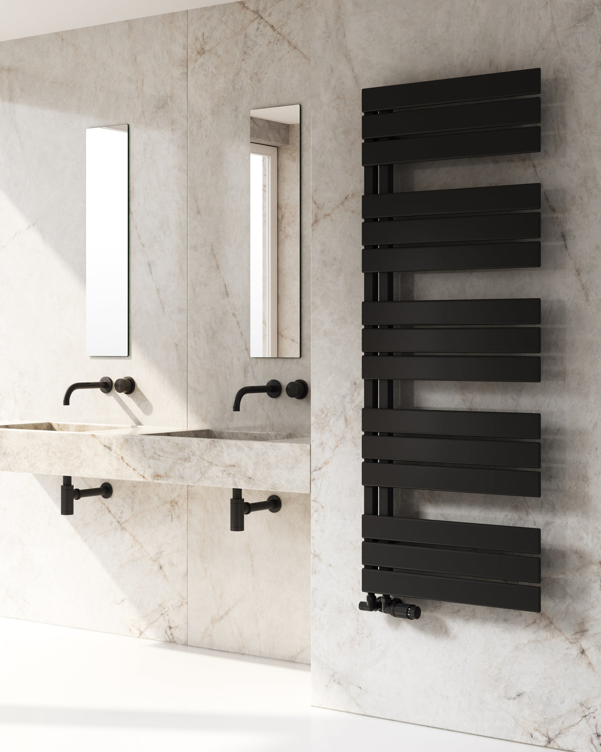 Reina Pettino Steel Black Straight Heated Towel Rail Radiator
