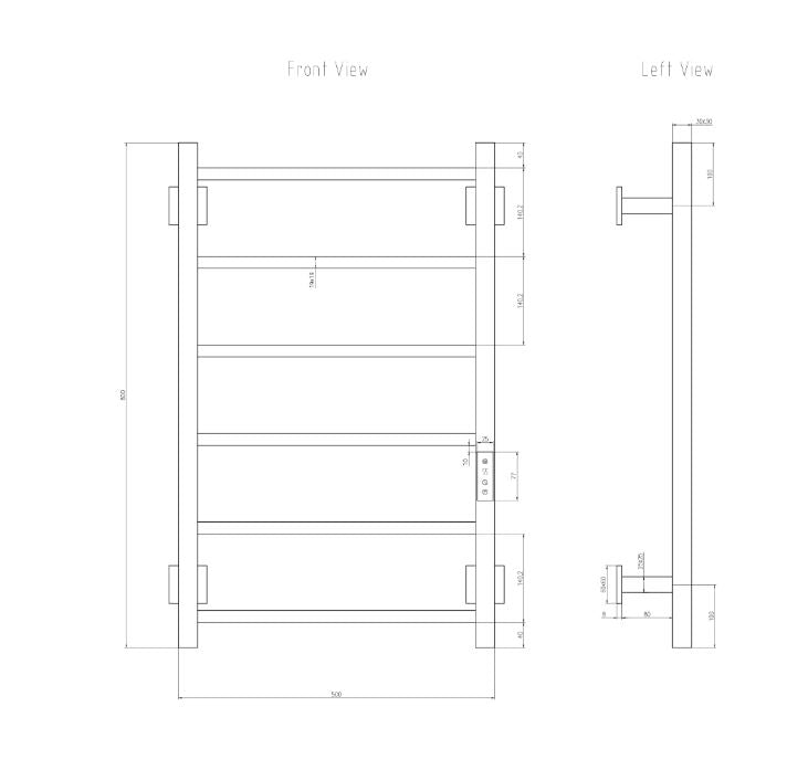 Velino Stainless Steel Towel Rail Brushed Brass Dry Electric