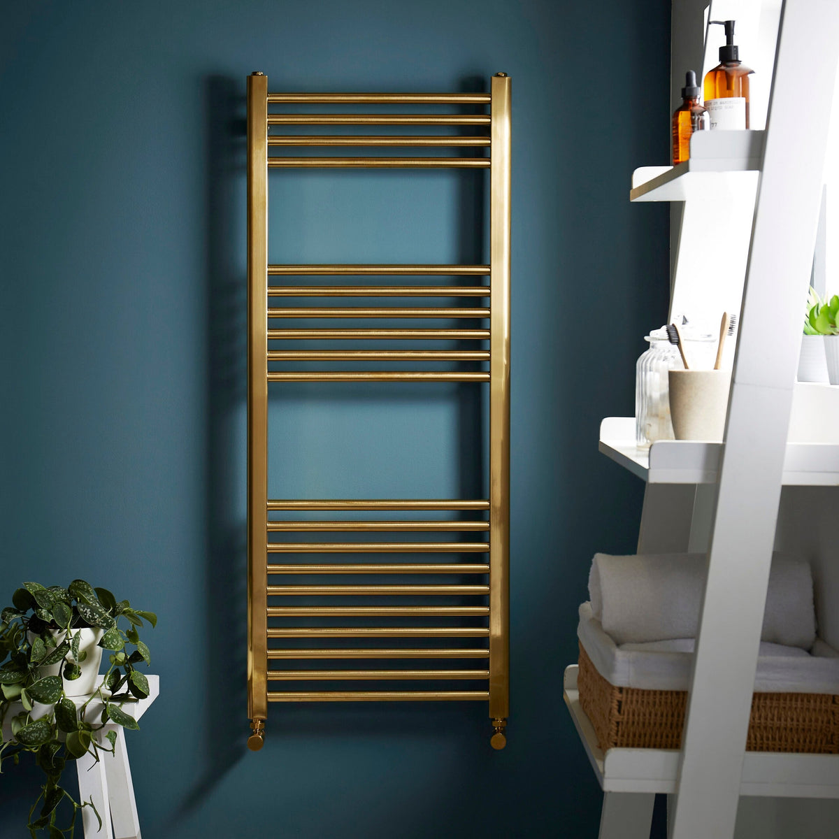 Kartell 22mm Straight Towel Rail 500mm x 800mm - Brushed Brass