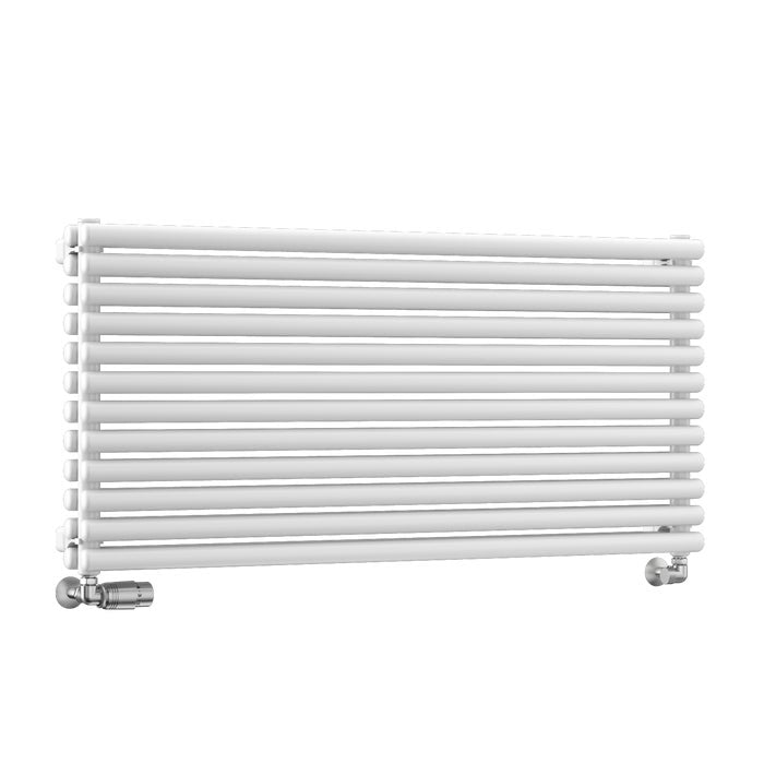 Traderad Premium Steel White Round Tube Double Panel Vertical Designer Radiators