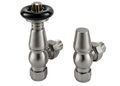 TradeRad Vintage TRV Angled Tradational Radiator Valve Nickel/Black Top