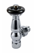 TradeRad Vintage TRV Straight Tradational Radiator Valve Chrome/Black Top