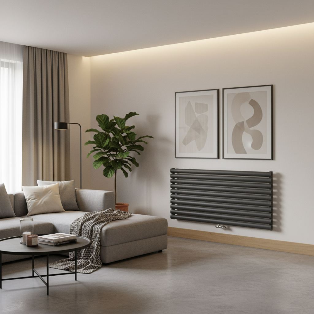 Anthracite Horizontal Radiator Low Mounted 1:1