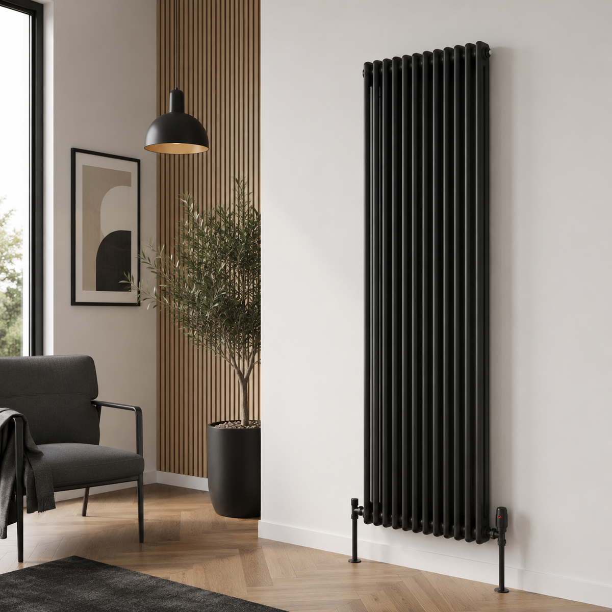 Traderad- Paragon 2&3 Vertical Column Radiator, Black
