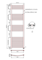 Kartell 22mm Straight Towel Rail 500mm x 1600mm - Brushed Brass