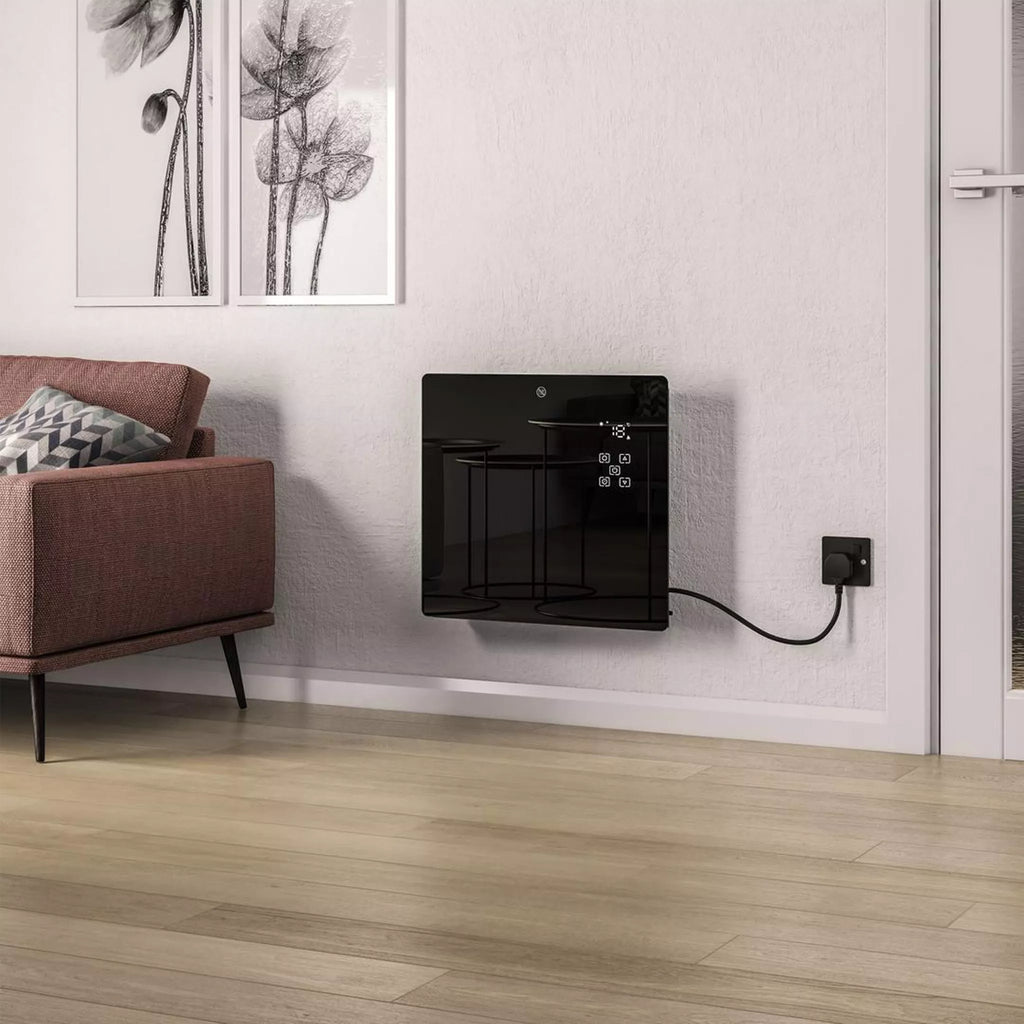 Eastbrook Cortona 465 x 520mm Glass Fronted Electric Radiator 1000W - Black