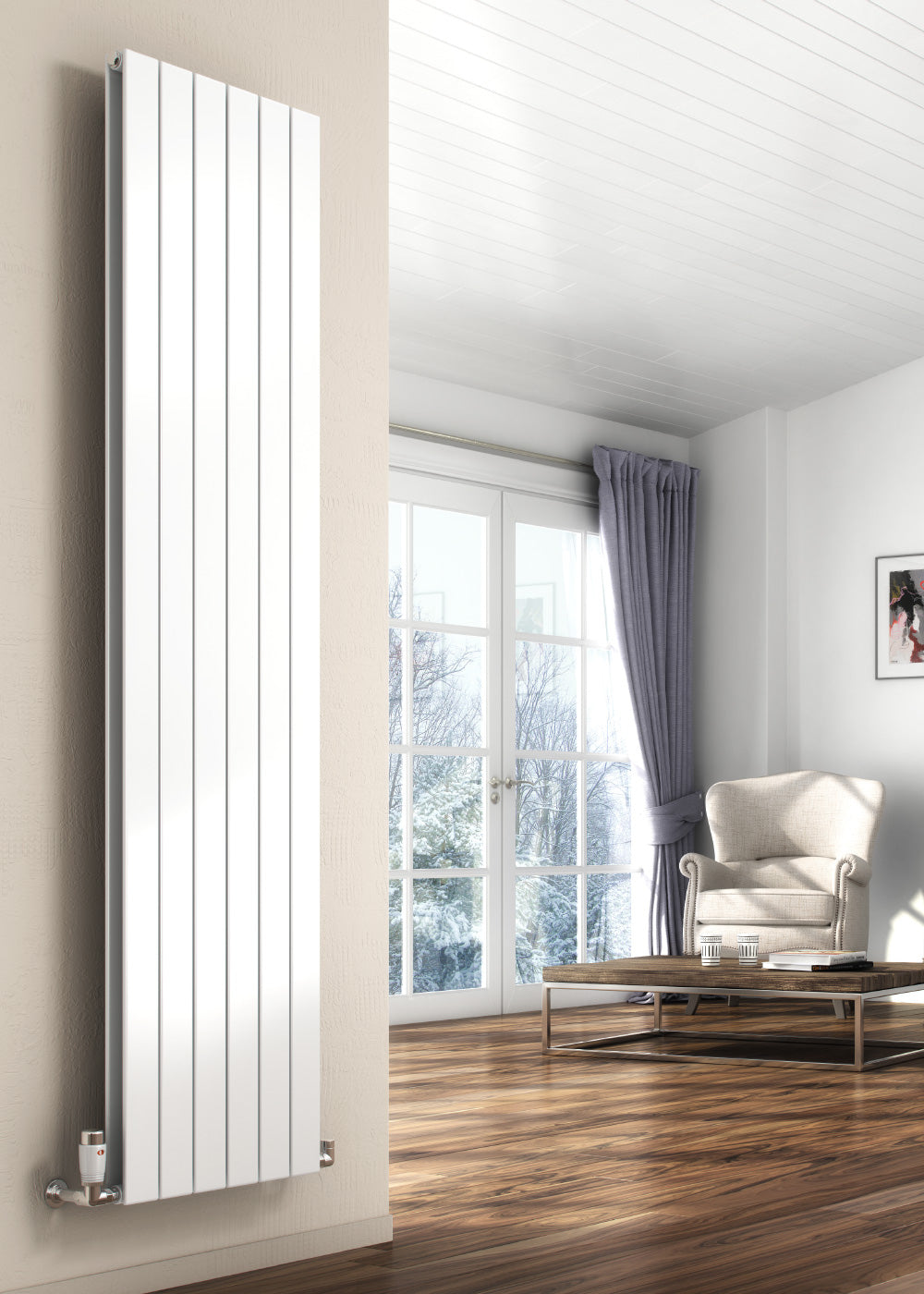 Reina - Flat Steel Vertical Designer Radiator - Single/Double - White